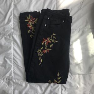 H&M floral black denim jeans